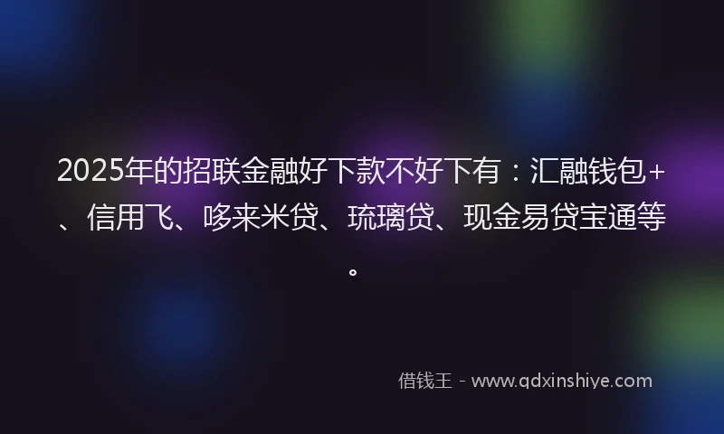 2025年的招联金融好下款不好下有：汇融钱包+、信用飞、哆来米贷、琉璃贷、现金易贷宝通等。