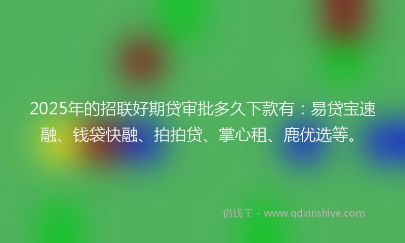 2025年的招联好期贷审批多久下款有：易贷宝速融、钱袋快融、拍拍贷、掌心租、鹿优选等。