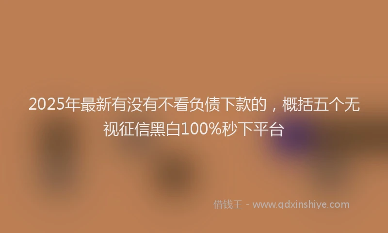 2025年最新有没有不看负债下款的，概括五个无视征信黑白100%秒下平台