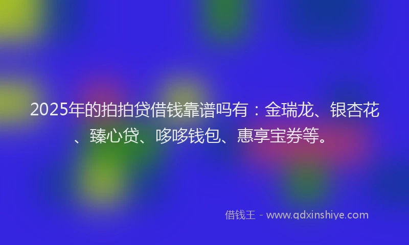 2025年的拍拍贷借钱靠谱吗有：金瑞龙、银杏花、臻心贷、哆哆钱包、惠享宝券等。