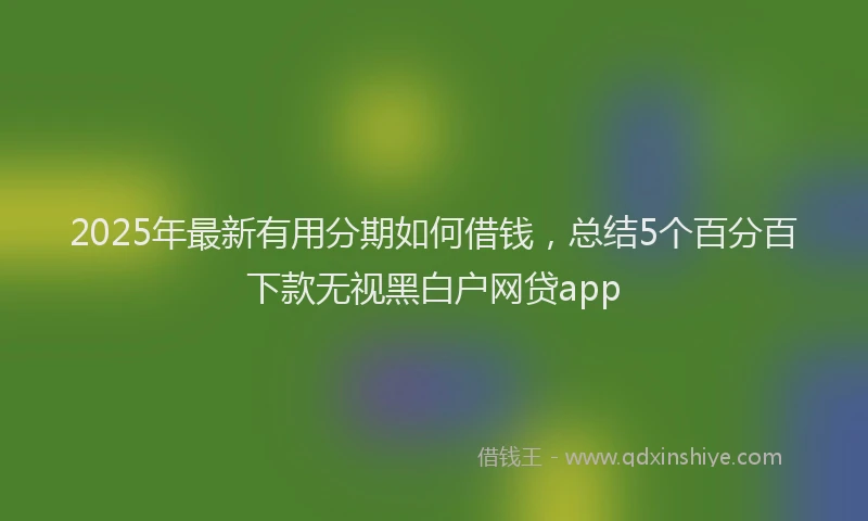 2025年最新有用分期如何借钱，总结5个百分百下款无视黑白户网贷app