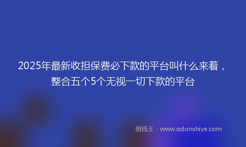 2025年最新收担保费必下款的平台叫什么来着,整合五个5个无视一切下款的平台
