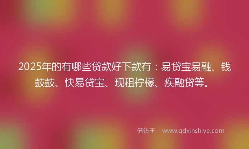 2025年的有哪些贷款好下款有：易贷宝易融、钱鼓鼓、快易贷宝、现租柠檬、疾融贷等。