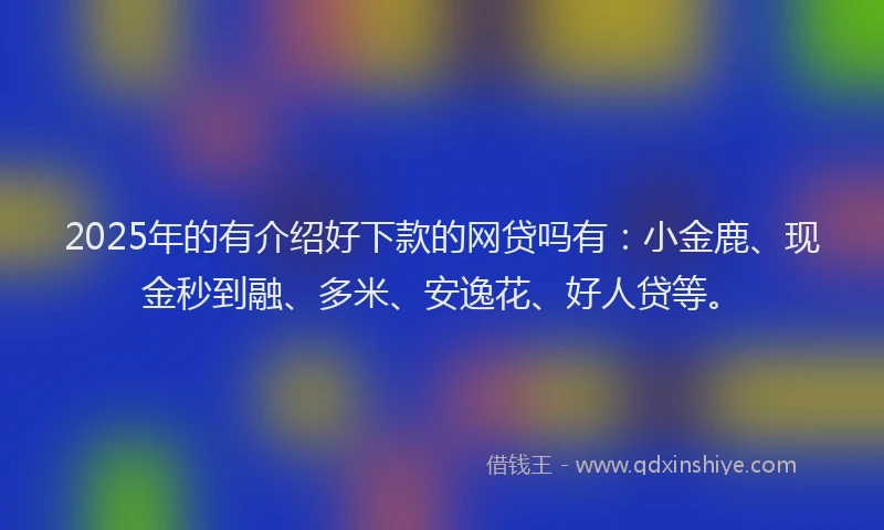 2025年的有介绍好下款的网贷吗有：小金鹿、现金秒到融、多米、安逸花、好人贷等。