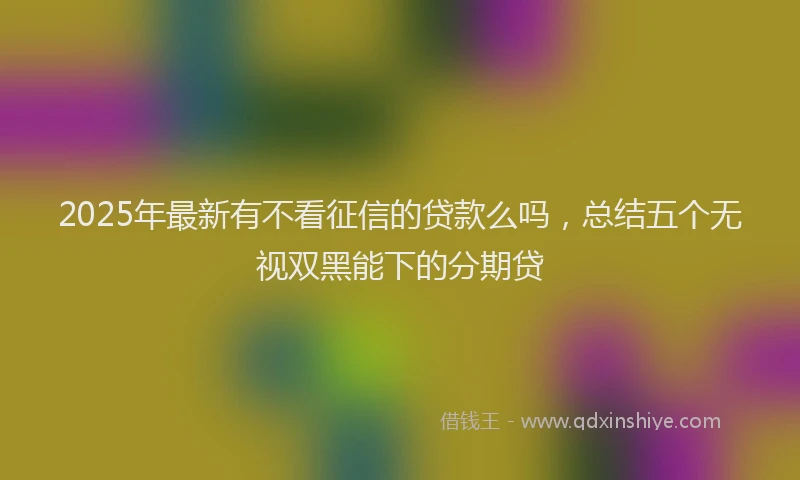 2025年最新有不看征信的贷款么吗，总结五个无视双黑能下的分期贷