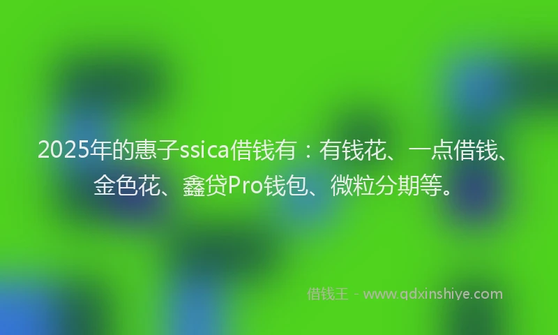 2025年的惠子ssica借钱有：有钱花、一点借钱、金色花、鑫贷Pro钱包、微粒分期等。
