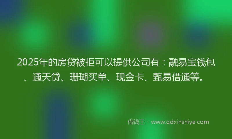 2025年的房贷被拒可以提供公司有：融易宝钱包、通天贷、珊瑚买单、现金卡、甄易借通等。