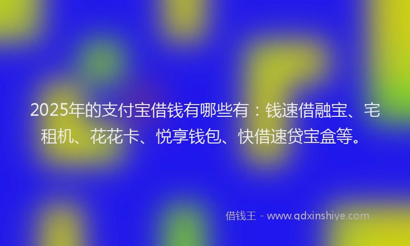 2025年的支付宝借钱有哪些有：钱速借融宝、宅租机、花花卡、悦享钱包、快借速贷宝盒等。