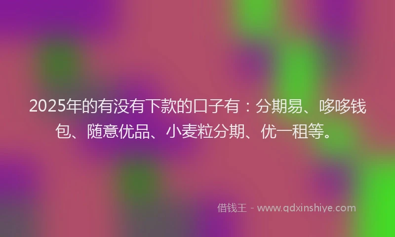 2025年的有没有下款的口子有：分期易、哆哆钱包、随意优品、小麦粒分期、优一租等。