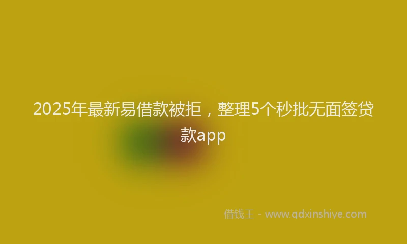 2025年最新易借款被拒，整理5个秒批无面签贷款app