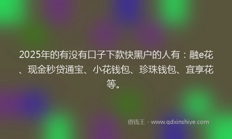 2025年的有没有口子下款快黑户的人有：融e花、现金秒贷通宝、小花钱包、珍珠钱包、宜享花等。