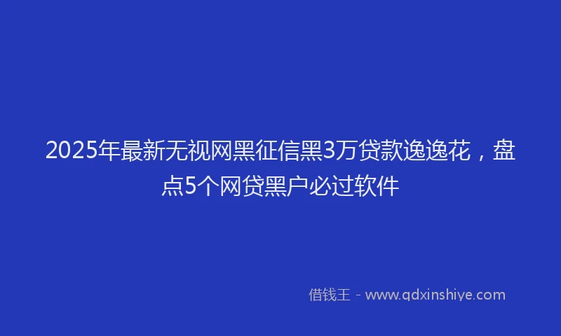 2025年最新无视网黑征信黑3万贷款逸逸花，盘点5个网贷黑户必过软件
