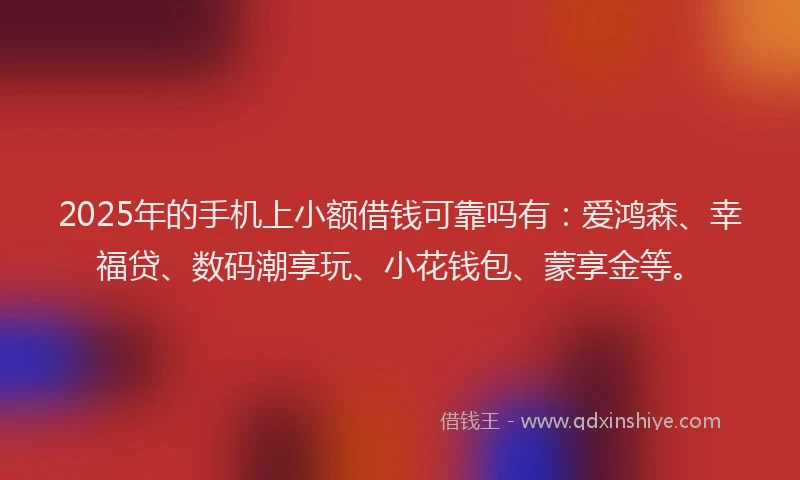 2025年的手机上小额借钱可靠吗有：爱鸿森、幸福贷、数码潮享玩、小花钱包、蒙享金等。