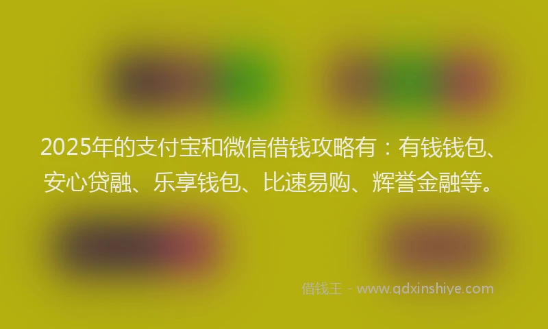 2025年的支付宝和微信借钱攻略有：有钱钱包、安心贷融、乐享钱包、比速易购、辉誉金融等。