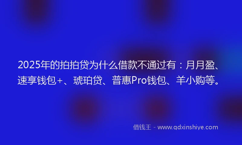 2025年的拍拍贷为什么借款不通过有：月月盈、速享钱包+、琥珀贷、普惠Pro钱包、羊小购等。