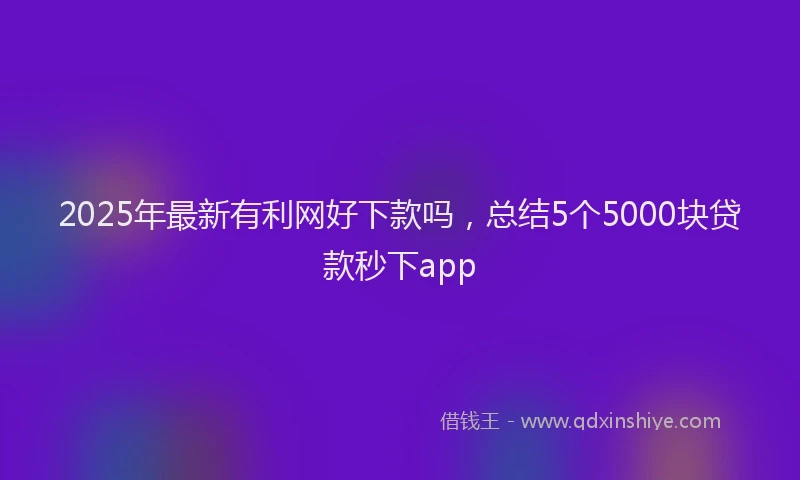 2025年最新有利网好下款吗，总结5个5000块贷款秒下app