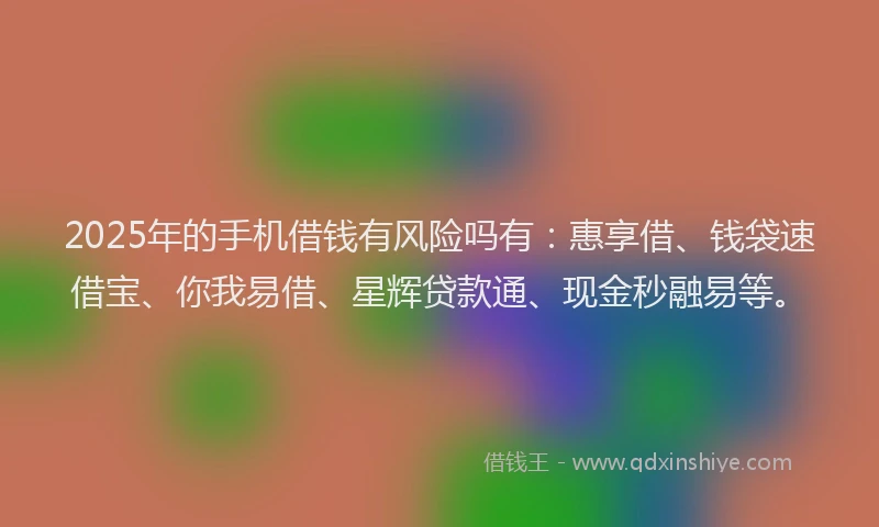 2025年的手机借钱有风险吗有：惠享借、钱袋速借宝、你我易借、星辉贷款通、现金秒融易等。