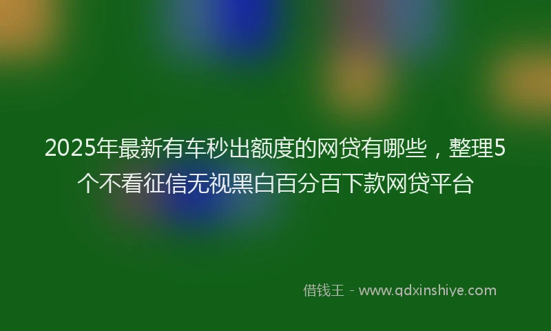 2025年最新有车秒出额度的网贷有哪些，整理5个不看征信无视黑白百分百下款网贷平台