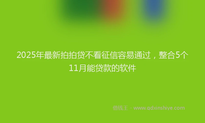 2025年最新拍拍贷不看征信容易通过，整合5个11月能贷款的软件
