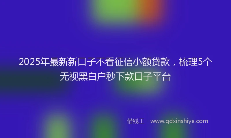 2025年最新新口子不看征信小额贷款，梳理5个无视黑白户秒下款口子平台