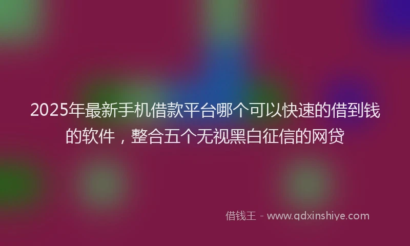 2025年最新手机借款平台哪个可以快速的借到钱的软件，整合五个无视黑白征信的网贷