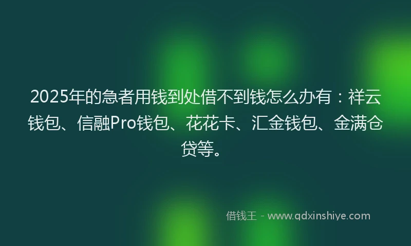2025年的急者用钱到处借不到钱怎么办有：祥云钱包、信融Pro钱包、花花卡、汇金钱包、金满仓贷等。