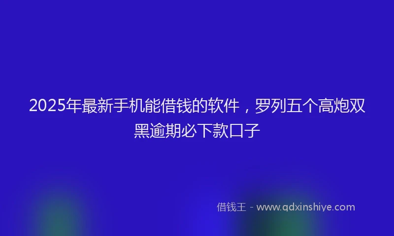 2025年最新手机能借钱的软件，罗列五个高炮双黑逾期必下款口子