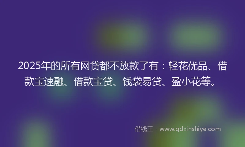 2025年的所有网贷都不放款了有：轻花优品、借款宝速融、借款宝贷、钱袋易贷、盈小花等。