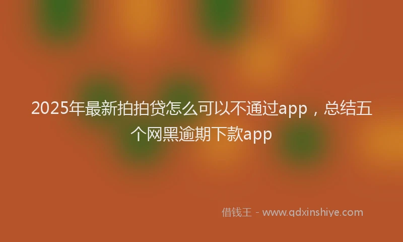 2025年最新拍拍贷怎么可以不通过app，总结五个网黑逾期下款app
