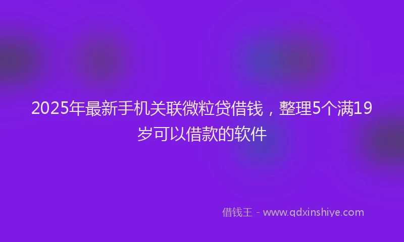 2025年最新手机关联微粒贷借钱，整理5个满19岁可以借款的软件