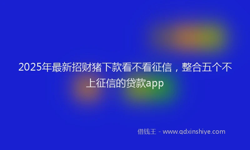 2025年最新招财猪下款看不看征信，整合五个不上征信的贷款app