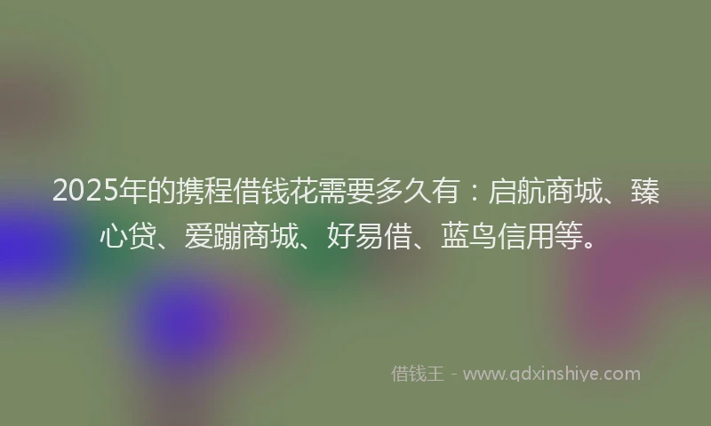 2025年的携程借钱花需要多久有：启航商城、臻心贷、爱蹦商城、好易借、蓝鸟信用等。