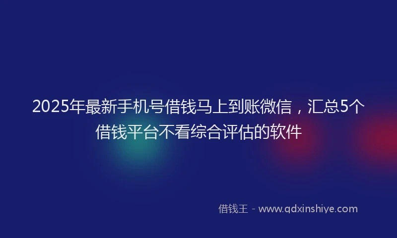 2025年最新手机号借钱马上到账微信，汇总5个借钱平台不看综合评估的软件