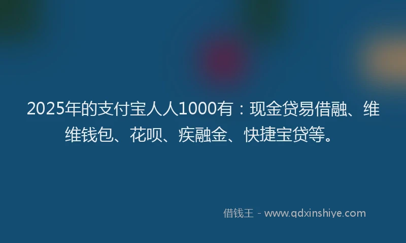 2025年的支付宝人人1000有：现金贷易借融、维维钱包、花呗、疾融金、快捷宝贷等。