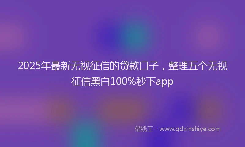 2025年最新无视征信的贷款口子，整理五个无视征信黑白100%秒下app