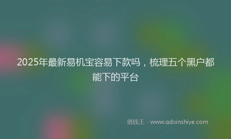 2025年最新易机宝容易下款吗，梳理五个黑户都能下的平台