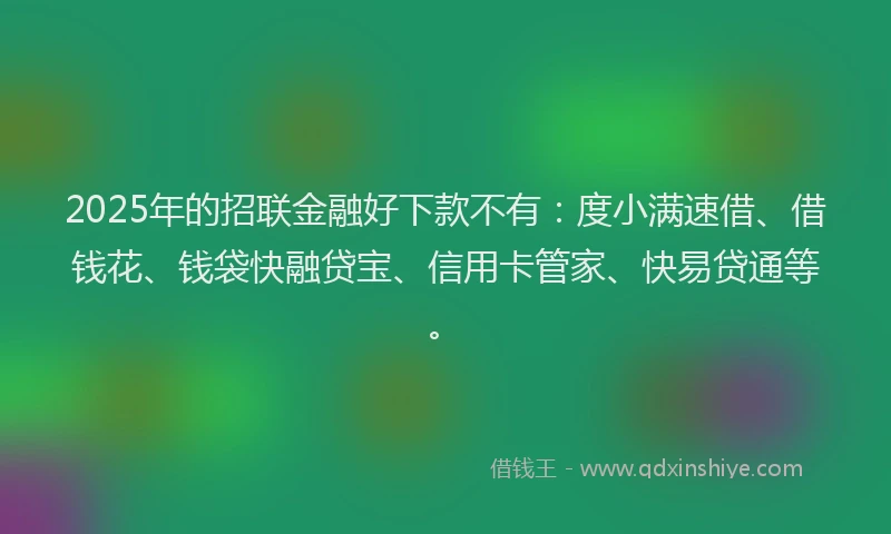2025年的招联金融好下款不有：度小满速借、借钱花、钱袋快融贷宝、信用卡管家、快易贷通等。