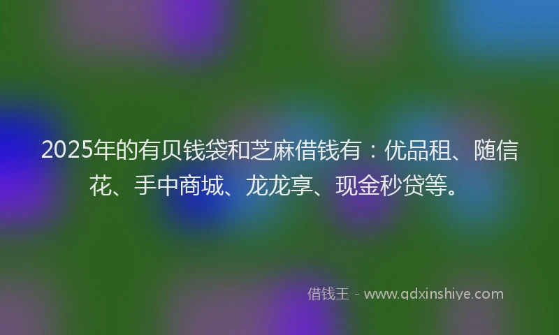 2025年的有贝钱袋和芝麻借钱有：优品租、随信花、手中商城、龙龙享、现金秒贷等。
