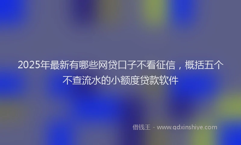 2025年最新有哪些网贷口子不看征信，概括五个不查流水的小额度贷款软件
