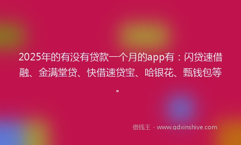 2025年的有没有贷款一个月的app有：闪贷速借融、金满堂贷、快借速贷宝、哈银花、甄钱包等。