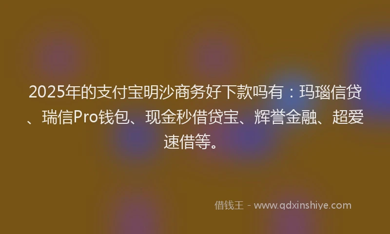 2025年的支付宝明沙商务好下款吗有：玛瑙信贷、瑞信Pro钱包、现金秒借贷宝、辉誉金融、超爱速借等。