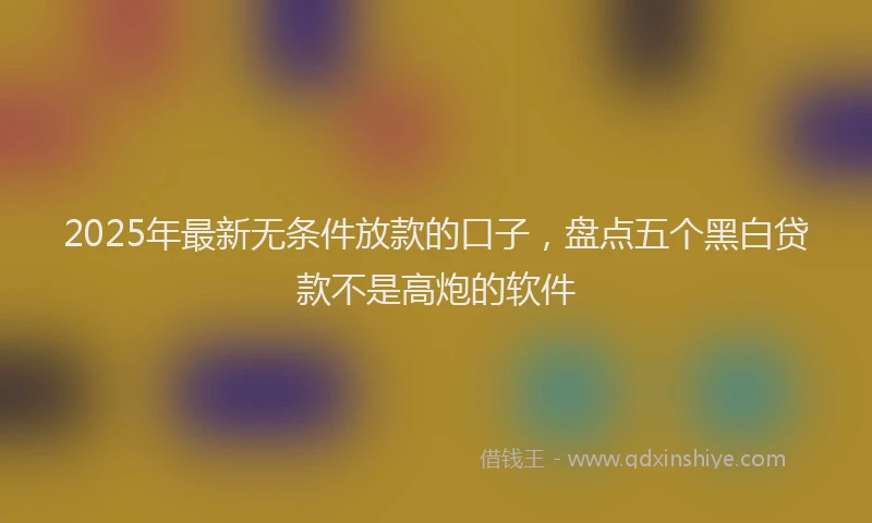 2025年最新无条件放款的口子，盘点五个黑白贷款不是高炮的软件