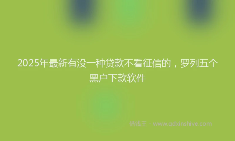2025年最新有没一种贷款不看征信的，罗列五个黑户下款软件