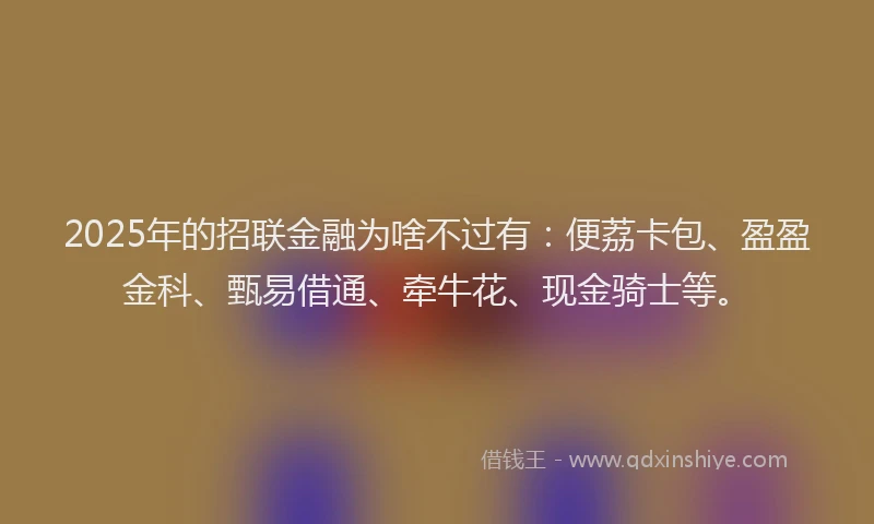 2025年的招联金融为啥不过有：便荔卡包、盈盈金科、甄易借通、牵牛花、现金骑士等。