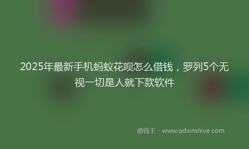 2025年最新手机蚂蚁花呗怎么借钱，罗列5个无视一切是人就下款软件