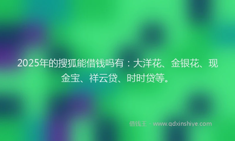 2025年的搜狐能借钱吗有：大洋花、金银花、现金宝、祥云贷、时时贷等。