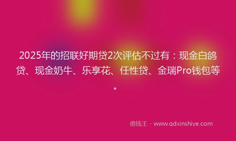 2025年的招联好期贷2次评估不过有：现金白鸽贷、现金奶牛、乐享花、任性贷、金瑞Pro钱包等。
