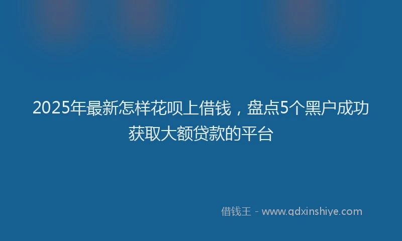2025年最新怎样花呗上借钱，盘点5个黑户成功获取大额贷款的平台