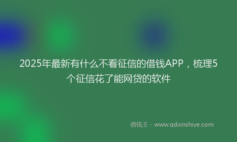 2025年最新有什么不看征信的借钱APP，梳理5个征信花了能网贷的软件