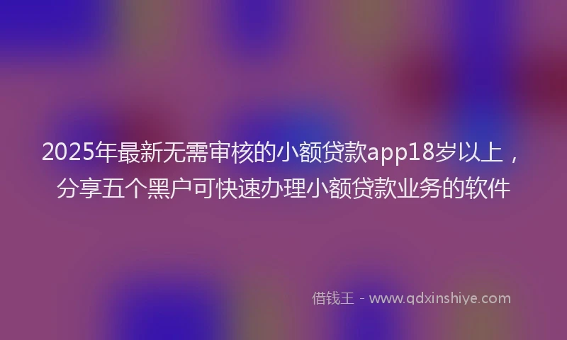 2025年最新无需审核的小额贷款app18岁以上，分享五个黑户可快速办理小额贷款业务的软件